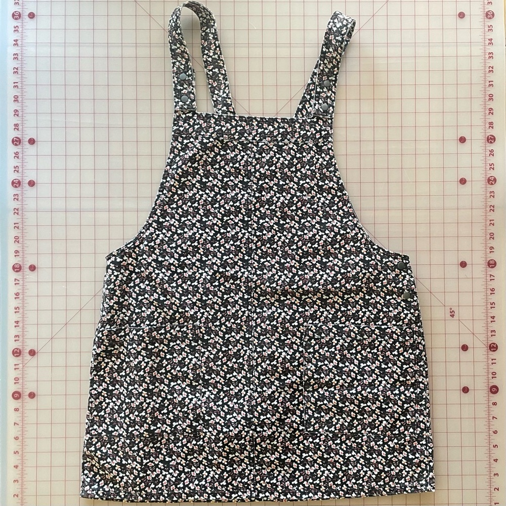 Xhilaration Black + White Floral Overall Retro Mini Dress XXL